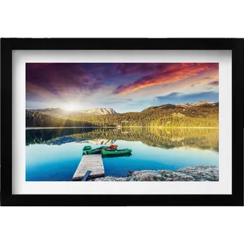 Obraz Dekorativní nástěnný obraz s černým rámem a grafikou loft Krajina řeky 30x20 cm