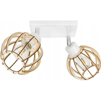 Závěsné svítidlo LED-ONE Dřevěné KOULE BÍLÁ 2-bodové světlo E27