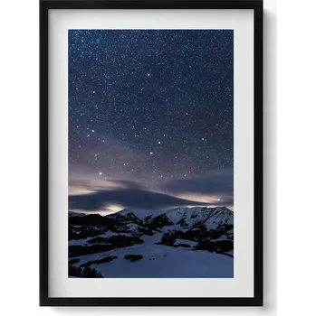 Obraz Dekorativní obraz v rámu na zeď Hvězdy v noci na obloze v horách 50x70 cm