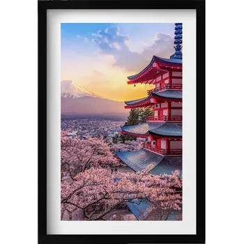 Obraz Dekorativní nástěnný obraz v rámu s grafikou loft Japonská architektura 40x60 cm