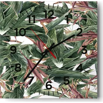 Hodiny Nástěnné hodiny do obýváku 40x40 Květiny Tichý chod Skleněné hodiny