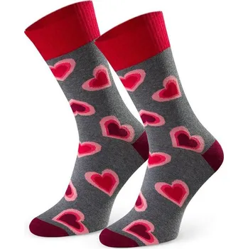 Pánské ponožky Tmavě šedé pánské valentýnské ponožky Art.136 KL155, GRAY MELANGE Velikost: 41/43