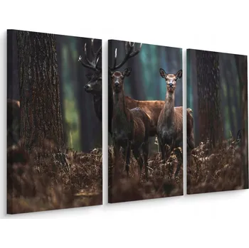 Obraz Obraz Tryptych JELEN Laně v Lese 3D Pohled 60x40