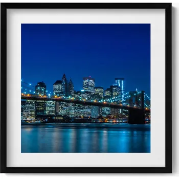 Obraz Nástěnný obraz černý rám Brooklynský most večer - New York 50x50 cm