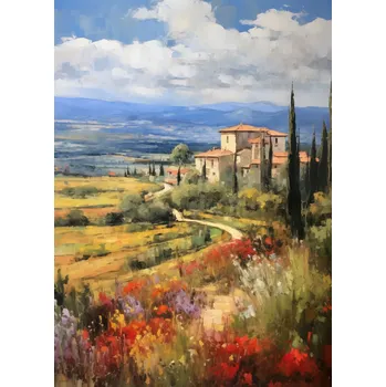 Plakát Plakát Toskánské ranní výhledy bez rámu 39,5 x 55 cm