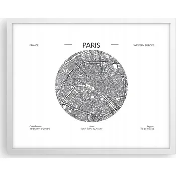 Obraz Obraz plakát na zeď v bílém rámu 50x40 mapa foto plakáty do obýváku