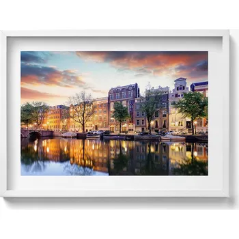 Obraz Dekorativní nástěnný obraz do obýváku kuchyně Domy Amsterdam Holandsko 70x50 cm