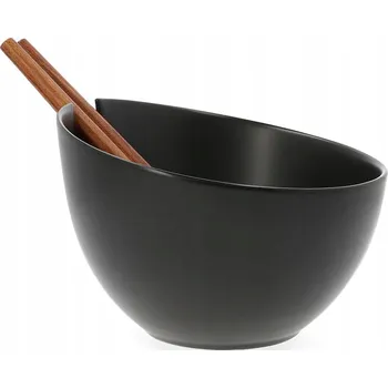 Keramická mísa na salát s příbory Hoomla Mokka 24 cm