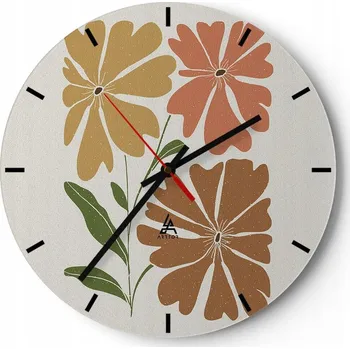 Hodiny Nástěnné hodiny do kuchyně 30x30 Boho Skleněné hodiny do obýváku Loft Tiché