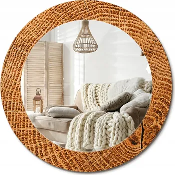 Zrcadlo Kulaté nástěnné dekorativní zrcadlo v skleněném rámu Dubové dřevo průměr 60 cm