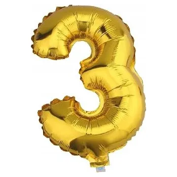 Balónek FÓLIOVÝ BALÓN ZLATÁ ČÍSLICE 3 100 CM NAROZENINY OSLAVY