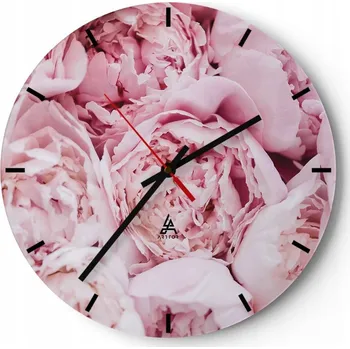 Hodiny Velké nástěnné hodiny 40x40 Pivoňka Skleněné hodiny Kulatý Tiché