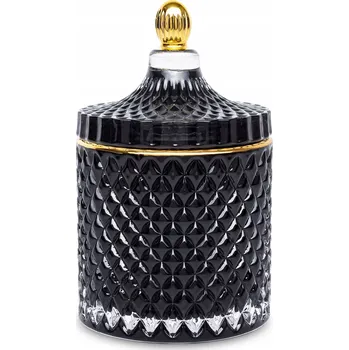 Dóza na potraviny SKLENĚNÁ DÓZA 17,5 CM ORGANIZÉR S VÍKEM NA VATOVÉ TAMPÓNY, KOSMETIKU A DROBNOSTI