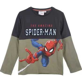 Zeleno-šedé chlapecké tričko s dlouhým rukávem Spider - Man Velikost: 98