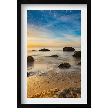 Obraz Závěsný obraz rámeček černé barvy Východ slunce Baltské moře 40x60 cm