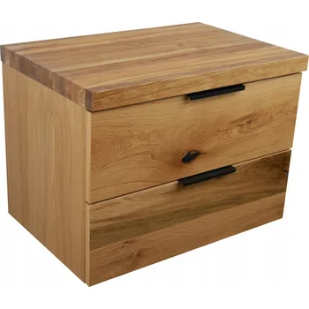 Koupelnový nábytek RUSTIKÁLNÍ KOUPELNOVÁ SKŘÍŇKA POD UMYVADLO 50 CM | MASIVNÍ DUB DESKA