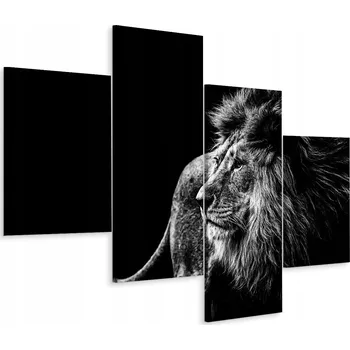 Obraz Čtyřdílný obraz LEV na černém pozadí Dekorace 120x75