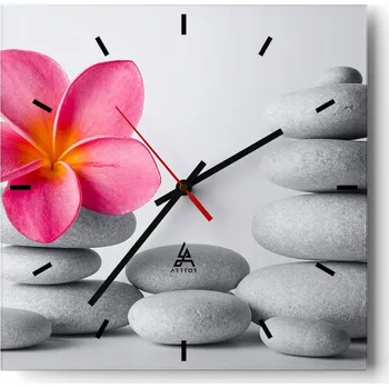 Hodiny Velké nástěnné hodiny na zeď 40x40 Květinové skleněné hodiny Čtvercové Tiché