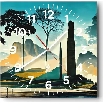 Hodiny Nástěnné hodiny do obýváku 40x40 Krajina Tiché hodiny na skle Bez hlučný chod