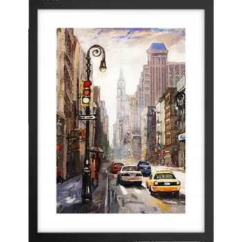 Obraz Obraz plakát v černém rámu do obýváku 30x40 New York, plakáty na zeď