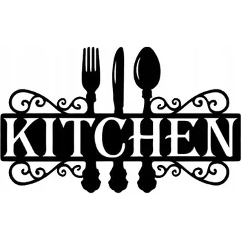 Obraz AŽUROVÝ OBRAZ NÁSTĚNNÁ DEKORACE 3D kuchyně nápis příbory M panel 19x32cm