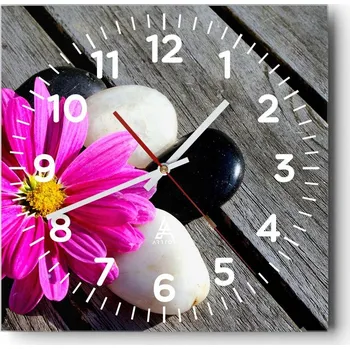 Hodiny Nástěnné hodiny do obýváku 40x40 Květina Tiché hodiny na skle Stylové tiché