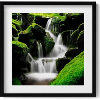 Obraz Obraz v černém rámu nástěnná dekorace Divoký vodopád v džungli 50x50 cm