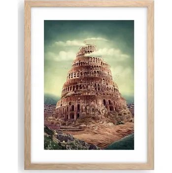 Obraz Obraz plakát v rámu světlý dub do obýváku 30x40 věž foto plakáty na zeď