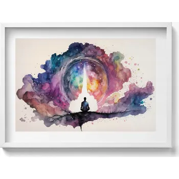 Obraz Nástěnný obraz v bílém rámu do obýváku, kuchyně - Meditace, životní styl, 70x50 cm