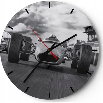 Hodiny Velké nástěnné hodiny 40x40 Formule 1 Skleněné hodiny Kulatý Tiché