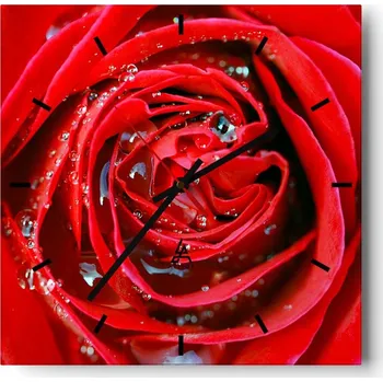 Hodiny Velké nástěnné hodiny na zeď 40x40 Květiny Skleněné hodiny Čtvercové Tiché