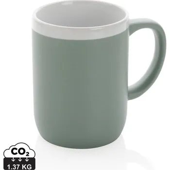 Keramický hrnek s bílým lemem 300ml - Zelená / Bílá, Firemní dárkové předměty s vlastním potiskem
