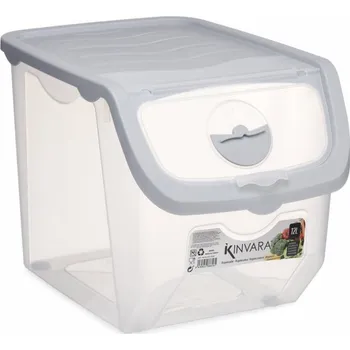 Dóza na potraviny PLASTOVÁ NÁDOBA NA ZELENINU do lednice 12l průhledný se šedým víkem