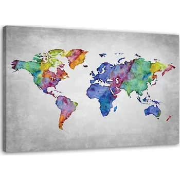 Obraz OBRAZ NA PLÁTNĚ Mapa světa Akvarel 60x40