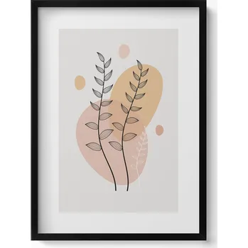 Obraz Dekorativní nástěnný obraz v rámu s grafikou Boho - abstraktní rostliny 50x70 cm