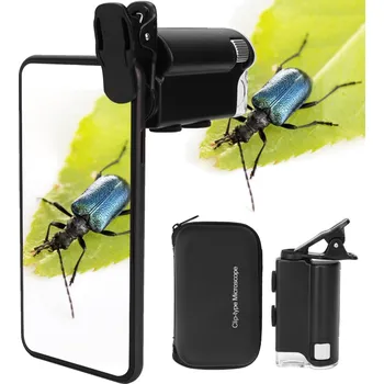 Bezpečnostní kamera KAPESNÍ MIKROSKOP 60-100X KOMPAKTNÍ PŘENOSNÝ S KLIPEM A LED OSVĚTLENÍM LUPA