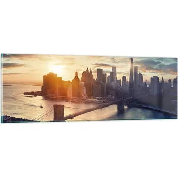 Obraz Obraz na skle do obýváku ložnice 90x30 New York obrazy na zeď sklo