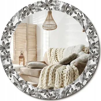 Zrcadlo Zrcadlo s potiskem do koupelny ložnice obývacího pokoje fi 70 cm Tropické listy