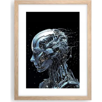 Obraz Obraz plakát v rámu světlý dub do obýváku 30x40 ai robot plakáty na zeď