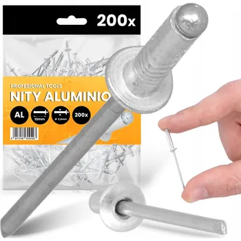 Nýt 200x TRHACÍ NÝTY 3,2x12 mm HLINÍKOVÉ Ocelové Pozinkované NEREZOVÉ Nýt