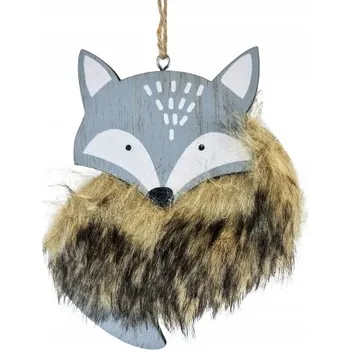 Vánoční dekorace Dřevěná Závěsná Ozdoba Liška Liška Šedá s Kožíškem na Vánoční Stromeček V: 14 Dakls