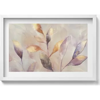 Obraz Nástěnný dekorativní obraz v rámu s grafikou Malované boho listy 60x40 cm