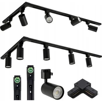 Bodové svítidlo Sada 5x SPOT svítidlo GU10 na lištu 1f LIŠTOVÝ SYSTÉM lišta 1m + 2m + rohový díl