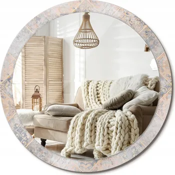 Zrcadlo Zrcadlo s potiskem do koupelny, kuchyně, předsíně, staré dlaždice, průměr 100 cm