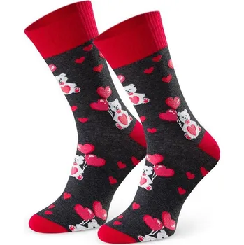 Pánské ponožky Tmavě šedé melanž pánské valentýnské ponožky Art.136 KM154, GRAPHITE MELANGE Velikost: 41/43