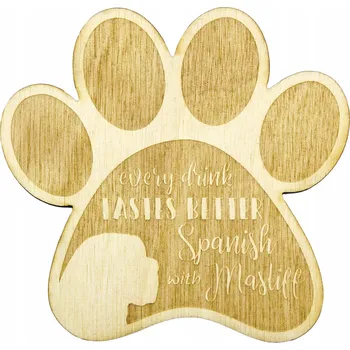 Obraz Španělský mastif gravírované podložky pod hrnek se psem, 4 kusy + jméno psa