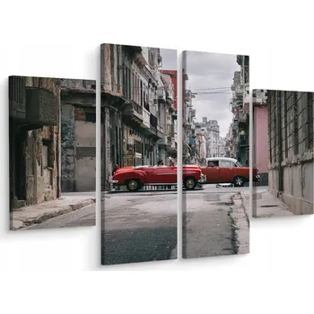 Obraz Obraz TETRAPTYCH Vintage Auto Kuba 3D 80x60