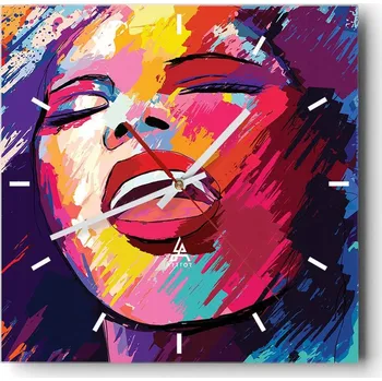 Hodiny Velké nástěnné hodiny na zeď 40x40 Zpěvačka Skleněné hodiny Tiché