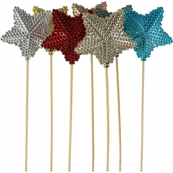 Vánoční dekorace Vánoční vánoční baňky hvězdičky na drátku 57 cm 7 ks ozdoby na aranžování dekorace