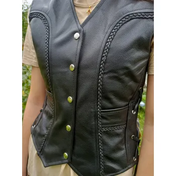 Moto bunda Pro ženu Žena Vesta pod šití do klubu Velikosti Black Napy XL